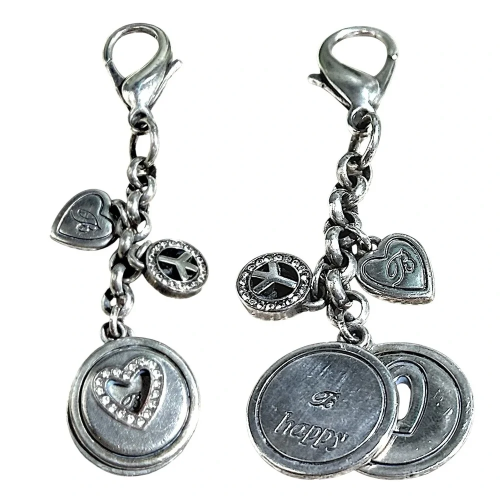 Retired Brighton Peace Hearts B Happy Key Fob Charm Keychain  0403
